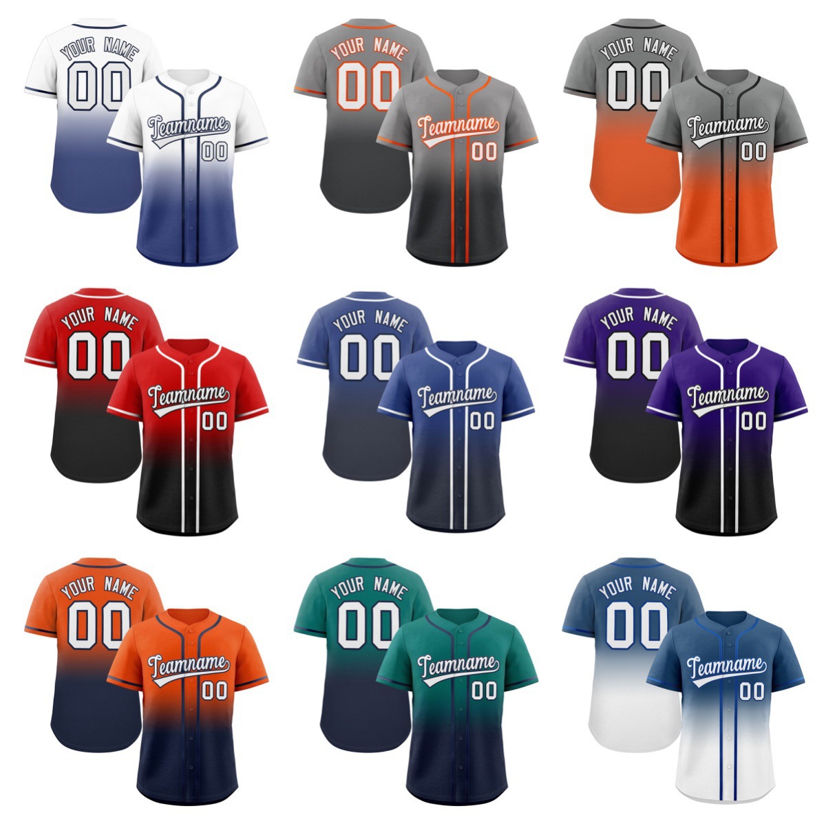 Gradient custom baseball jersey-43